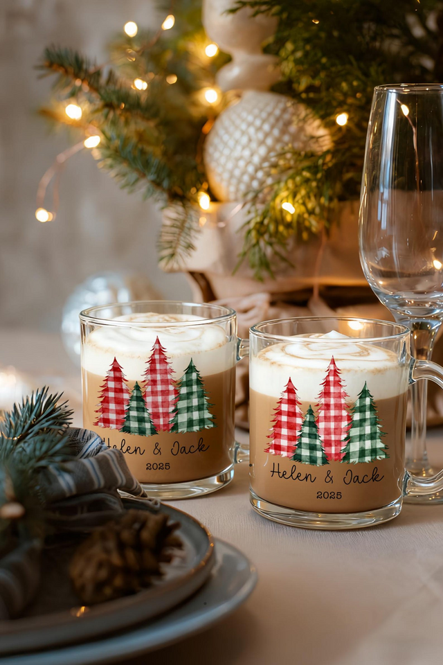 Personalized Couple Christmas Glass Mug Gift