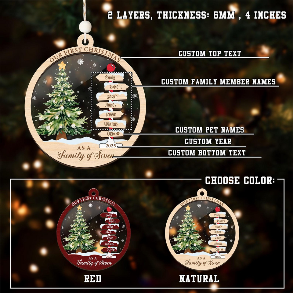 Personalized Family Name Christmas Tree Ornament