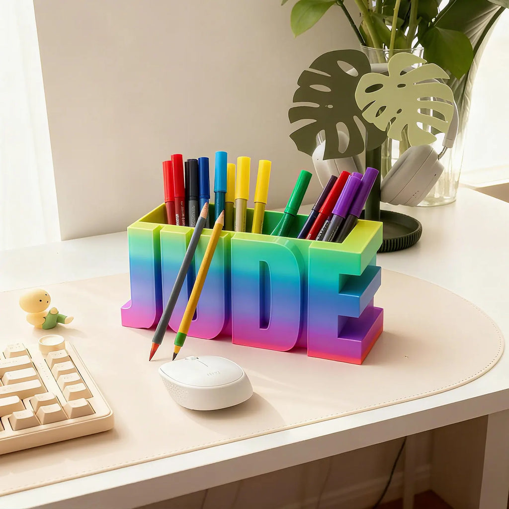 Personalized Rainbow Pen Holder 3D Printed Desk Organizer