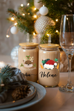 Personalized Christmas Tumblers Iced Coffee Glass Cup with Lid Gift for Friends