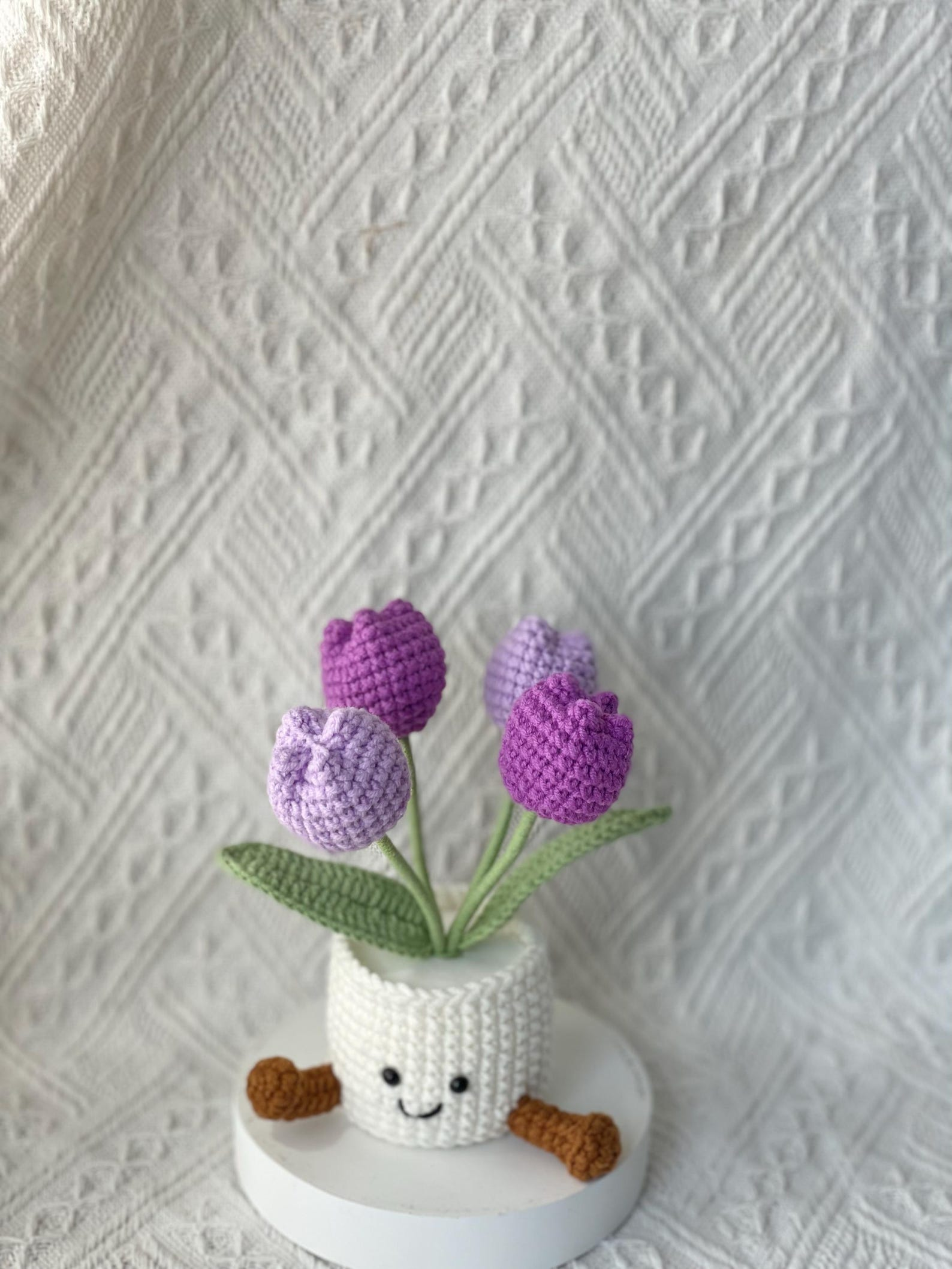 Handmade Crochet Tulip Flower Pot Gift for Her