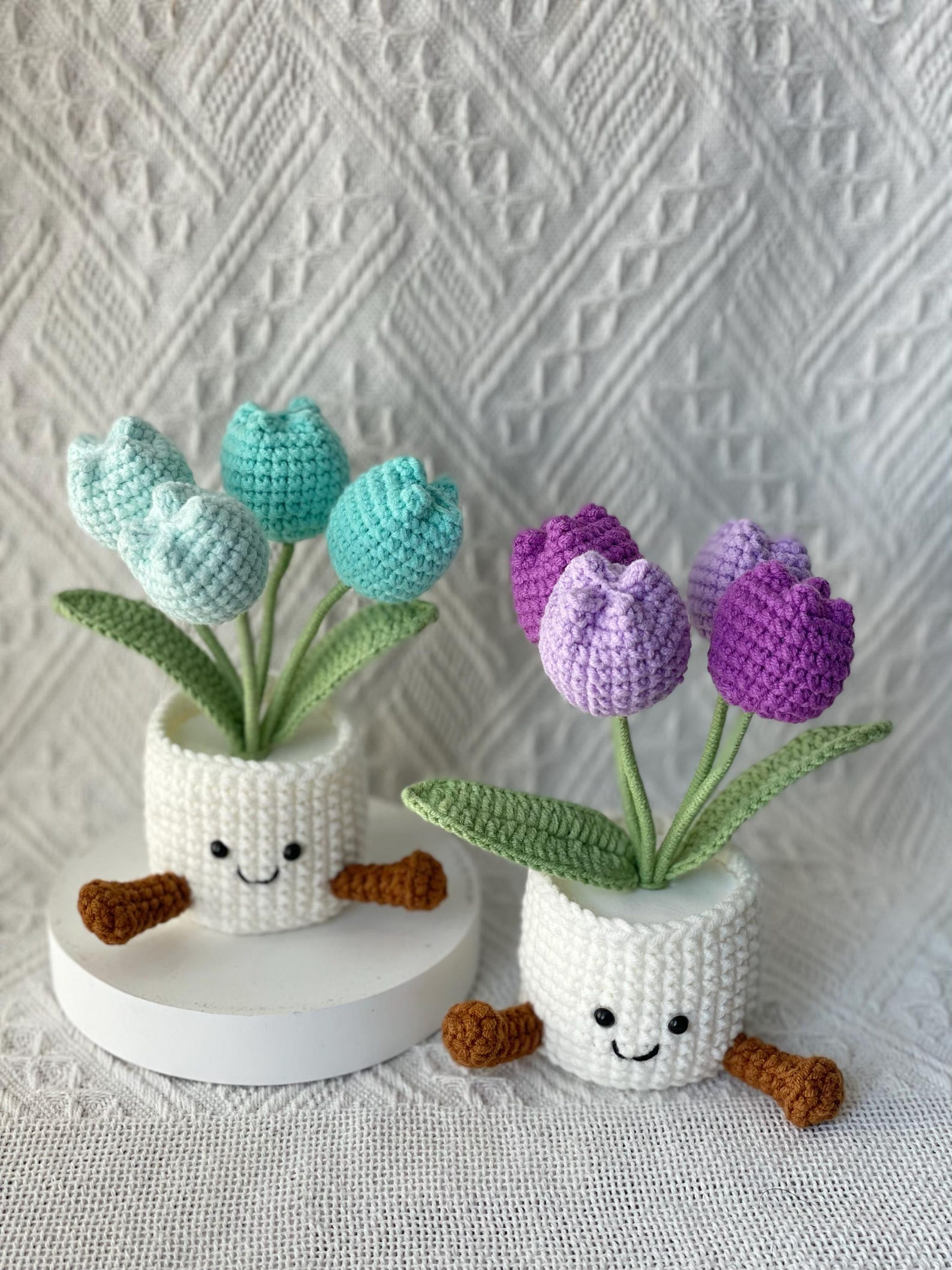 Handmade Crochet Tulip Flower Pot Gift for Her