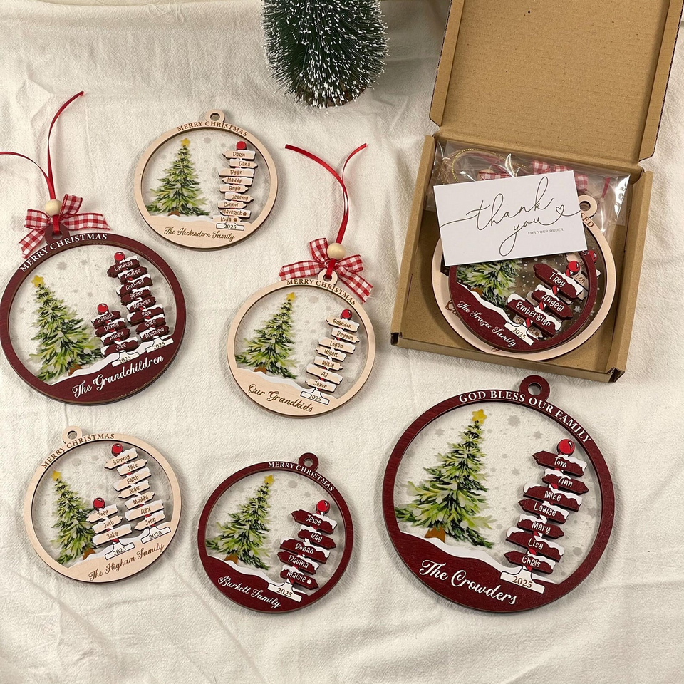 Personalized Family Name Christmas Tree Ornament