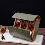 Personalized Green Leather Watch Box & Travel Roll