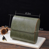 Personalized Green Leather Watch Box & Travel Roll