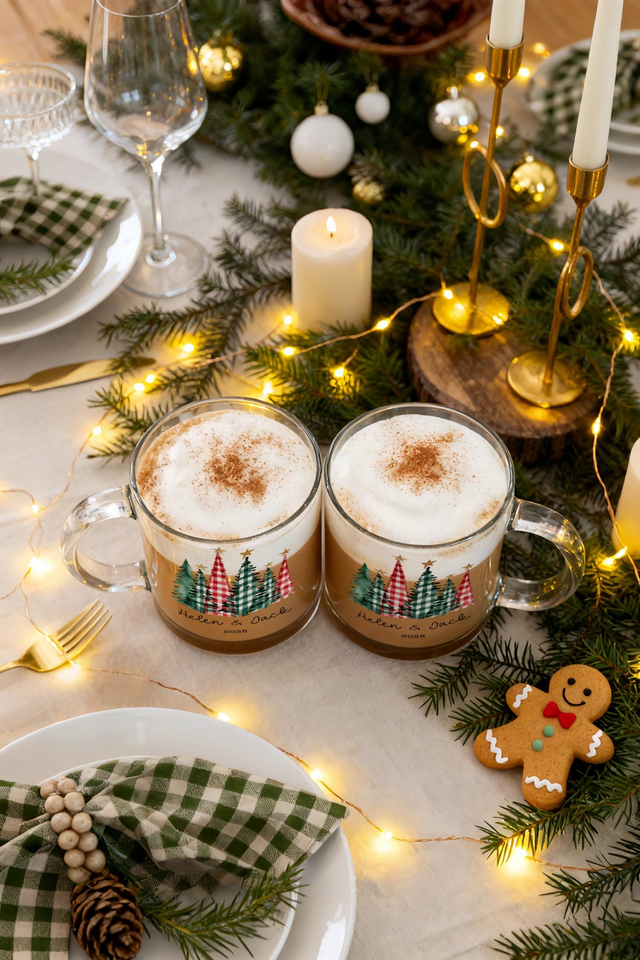 Personalized Couple Christmas Glass Mug Gift