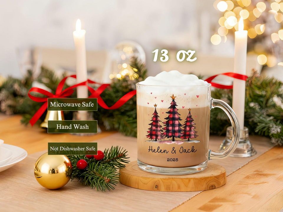Personalized Couple Christmas Glass Mug Gift