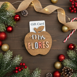 Personalized Teacher Ornament Gift Card Holder Christmas Apple Decor