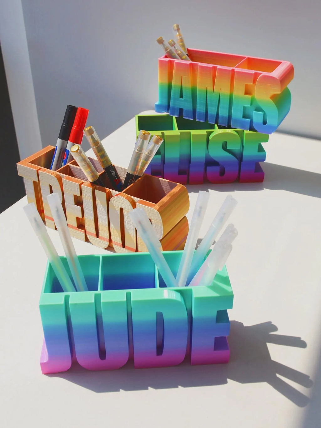 Personalized Rainbow Pen Holder 3D Printed Desk Organizer