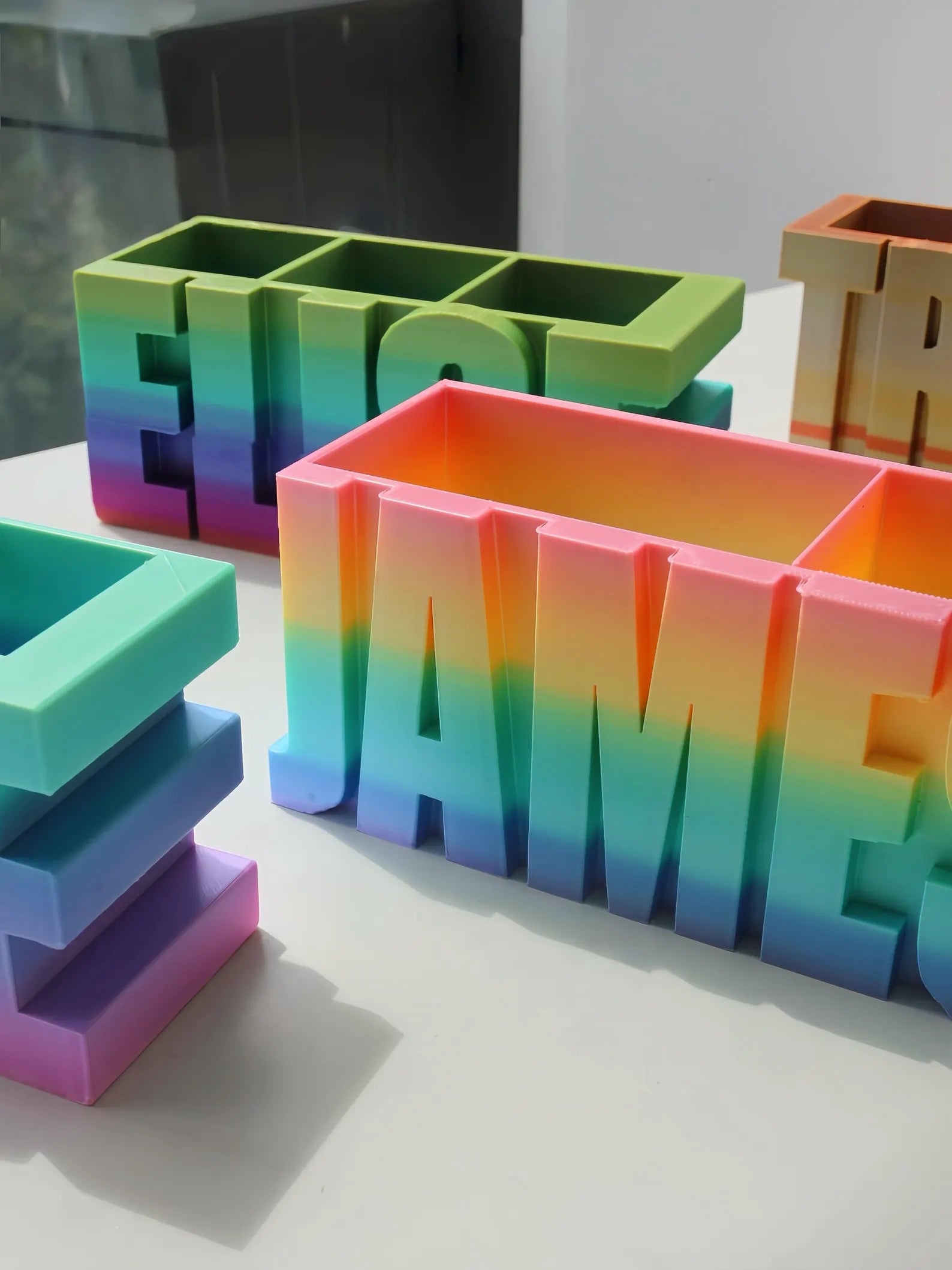 Personalized Rainbow Pen Holder 3D Printed Desk Organizer