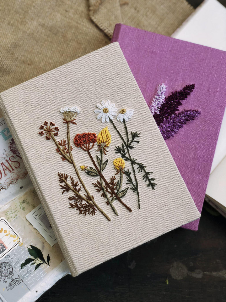 Personalized Hand Embroidered Fabric Journal Notebook