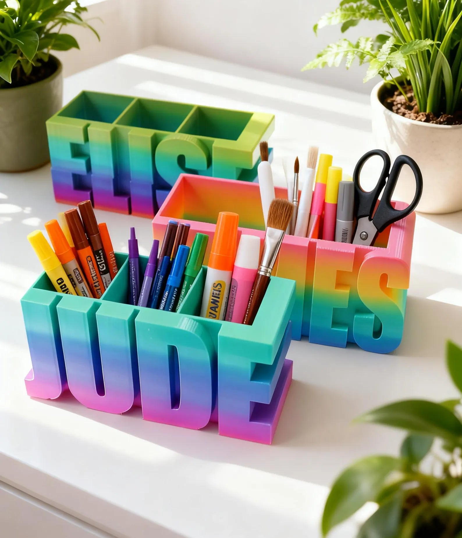 Personalized Rainbow Pen Holder 3D Printed Desk Organizer