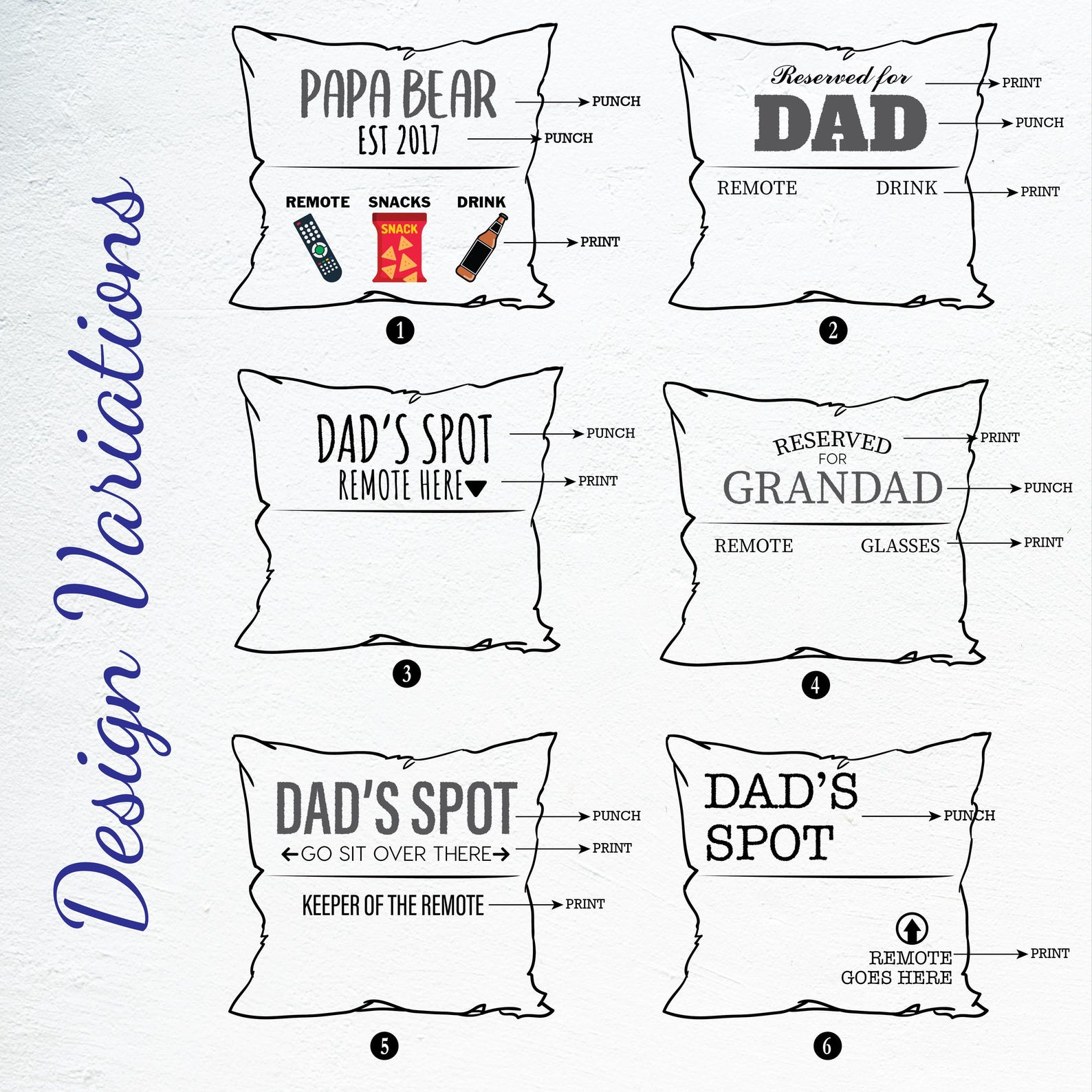Personalized Grandpa Embroidered Pillow