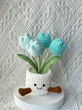 Handmade Crochet Tulip Flower Pot Gift for Her