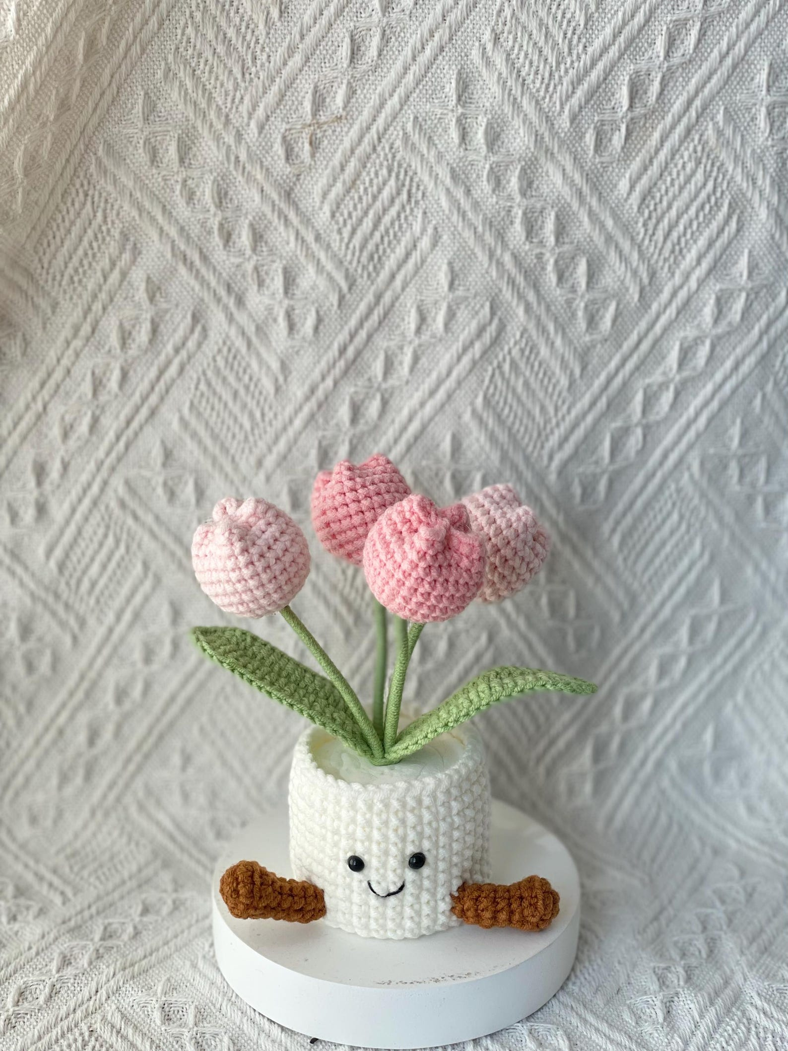 Handmade Crochet Tulip Flower Pot Gift for Her