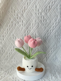 Handmade Crochet Tulip Flower Pot Gift for Her