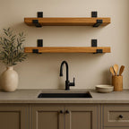 Set of 2 Rustic Floating Shelves with Industrial Brackets