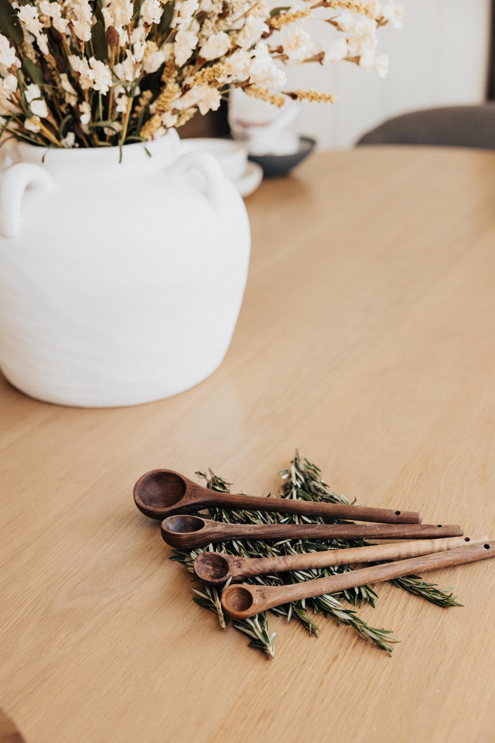 Handmade Walnut Wood Measuring Spoons Long Handle Set