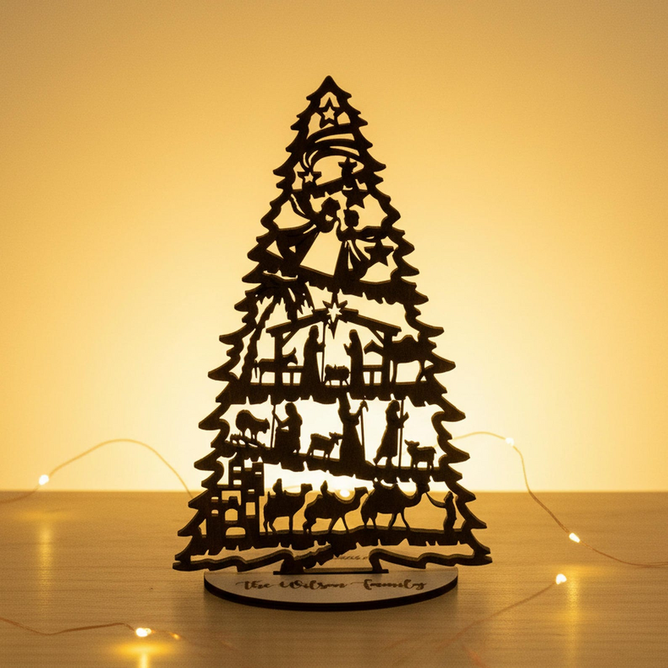 Personalized Nativity Christmas Tree Display