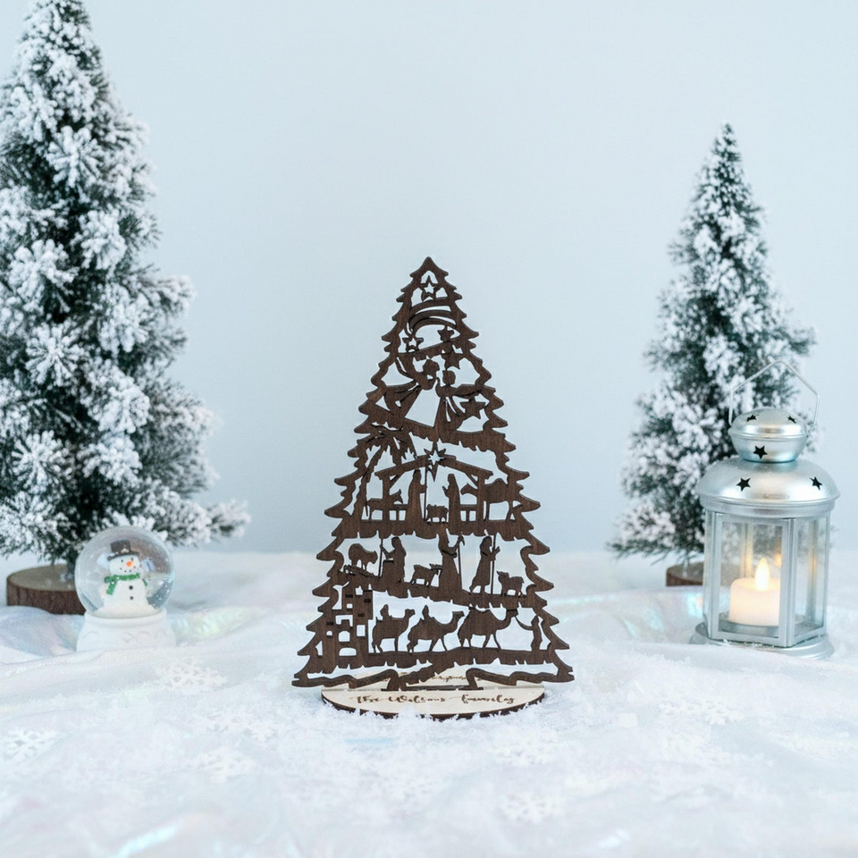 Personalized Nativity Christmas Tree Display