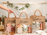 Personalized Jute Tote Gift Bag for Bridesmaids