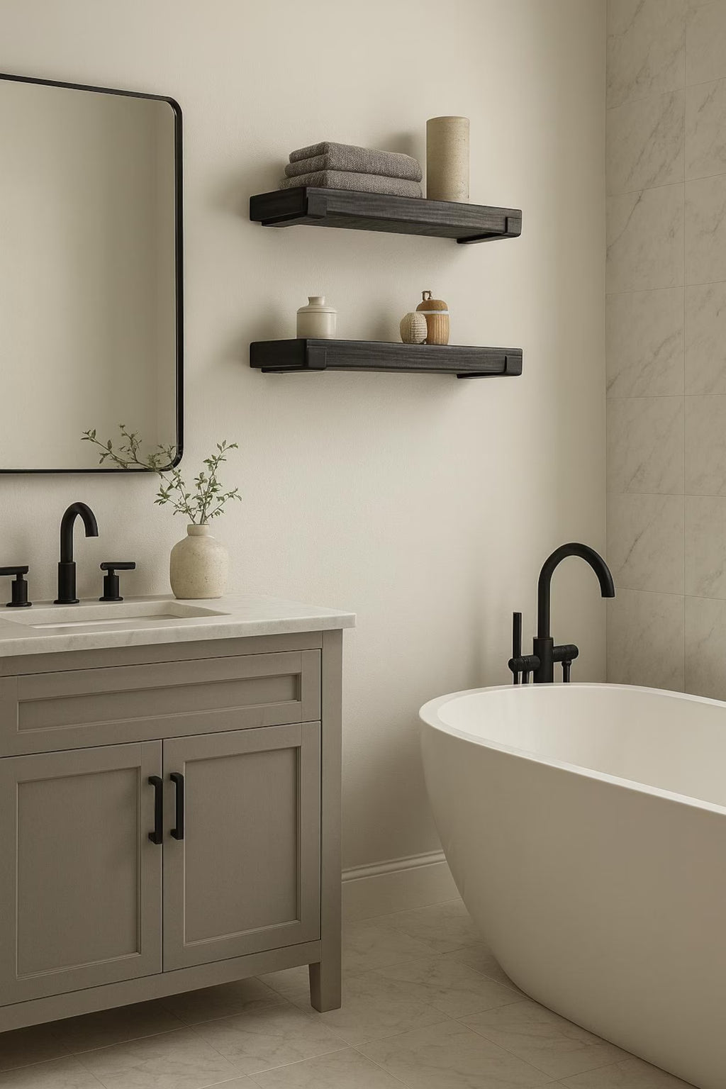 Set of 2 Rustic Floating Shelves with Industrial Brackets