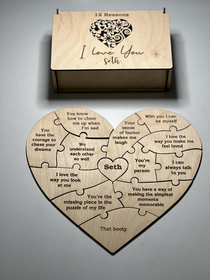 Personalized "Reasons I Love You" Wooden Puzzle Gift