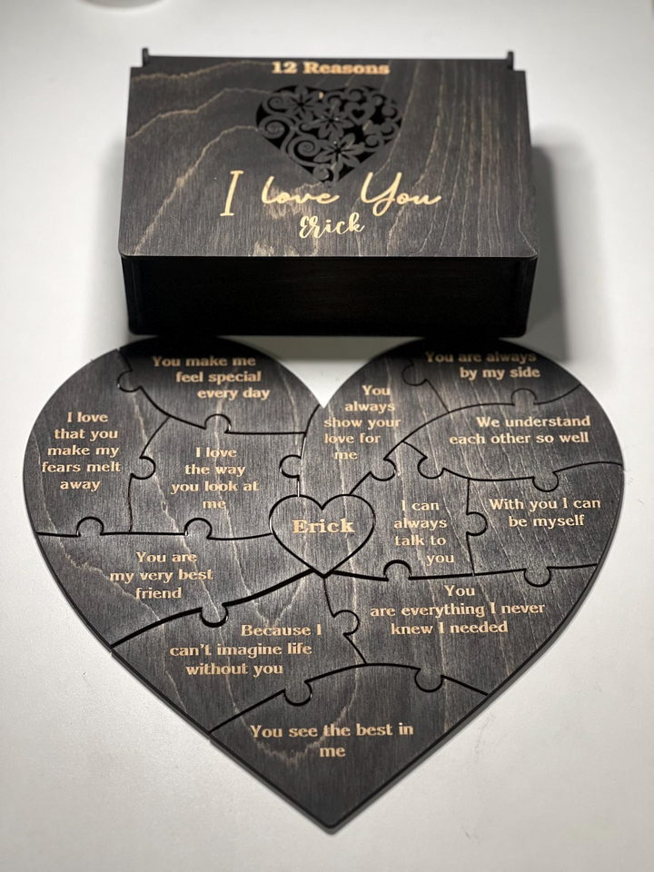 Personalized "Reasons I Love You" Wooden Puzzle Gift