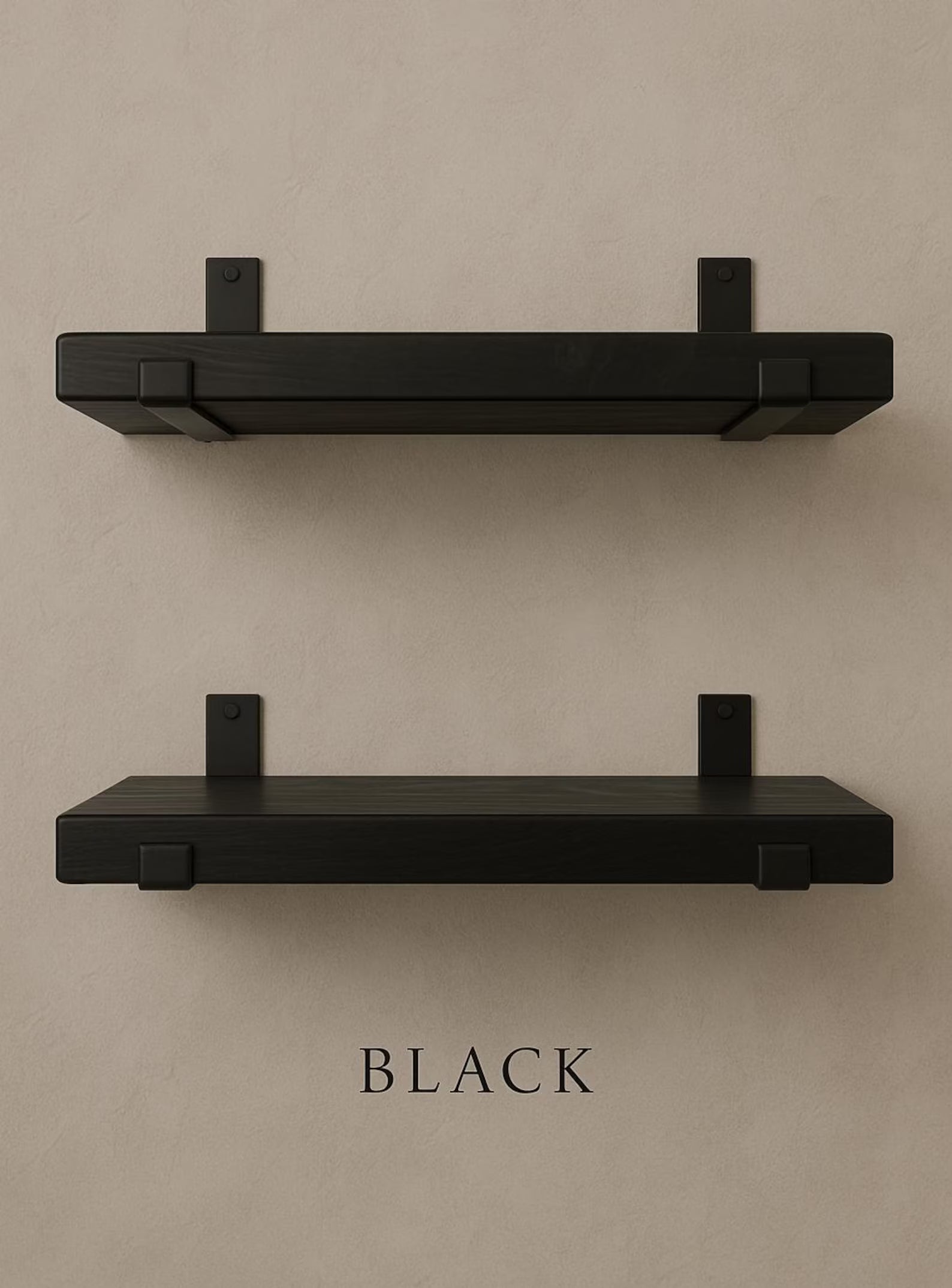 Set of 2 Rustic Floating Shelves with Industrial Brackets