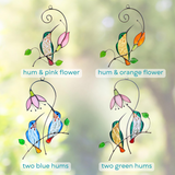 Hummingbird Stained Glass Suncatcher Flower Window Decor