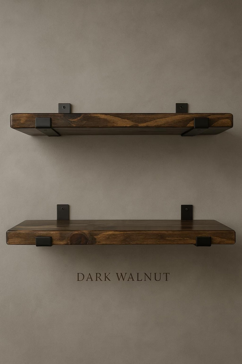 Set of 2 Rustic Floating Shelves with Industrial Brackets