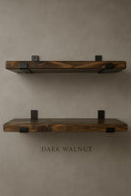 Set of 2 Rustic Floating Shelves with Industrial Brackets