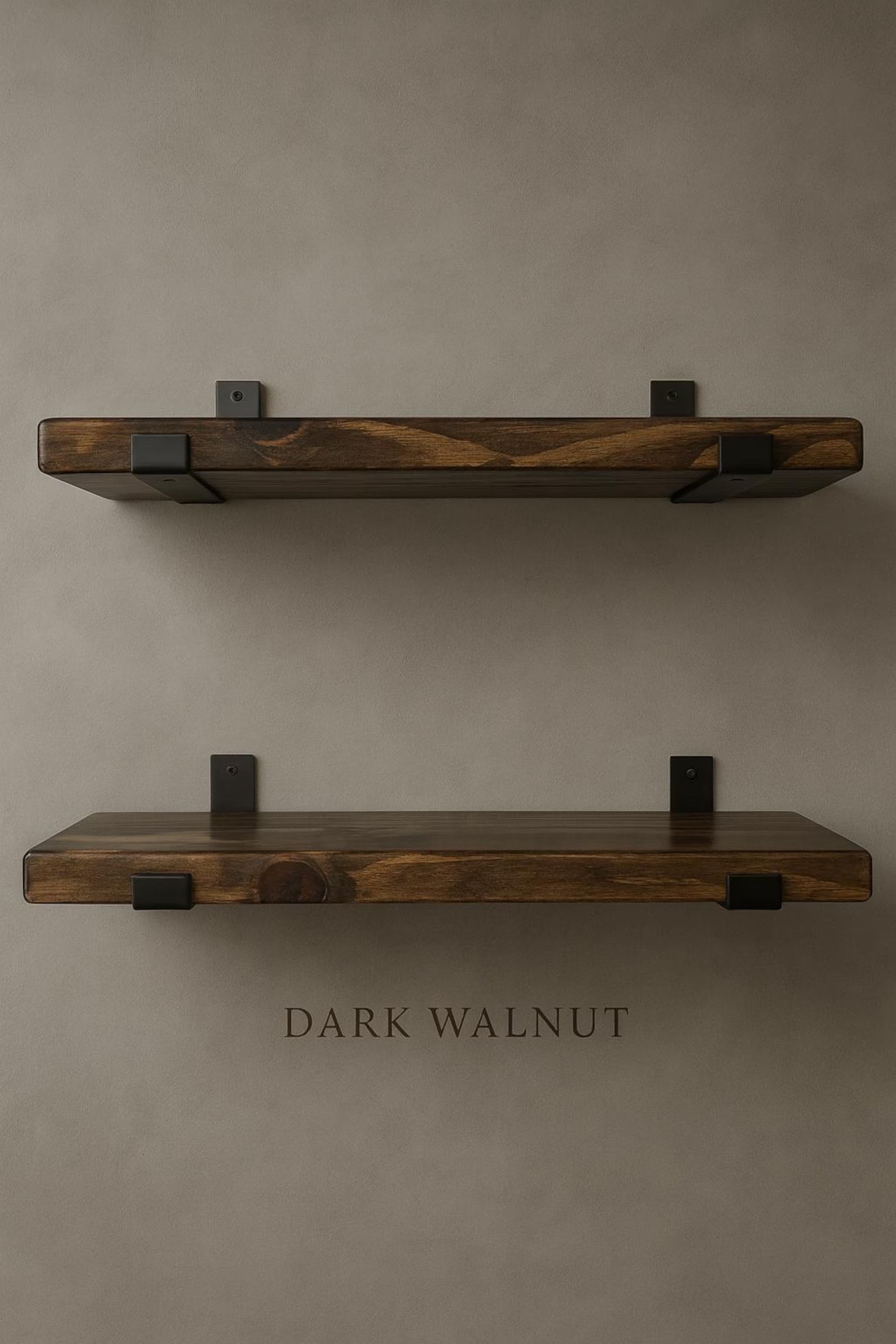 Set of 2 Rustic Floating Shelves with Industrial Brackets