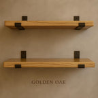 Set of 2 Rustic Floating Shelves with Industrial Brackets