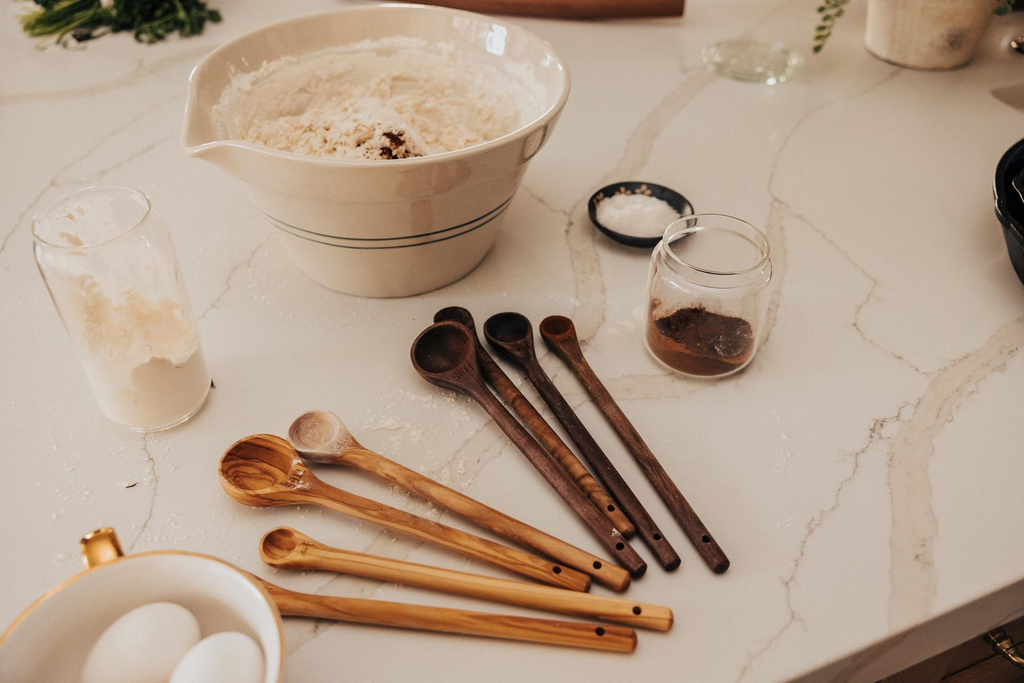 Handmade Walnut Wood Measuring Spoons Long Handle Set