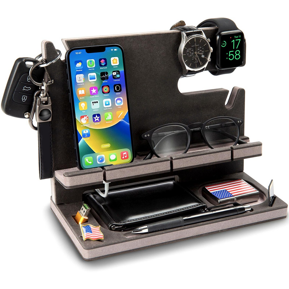 Personalized Wooden Docking Station Gift for Men