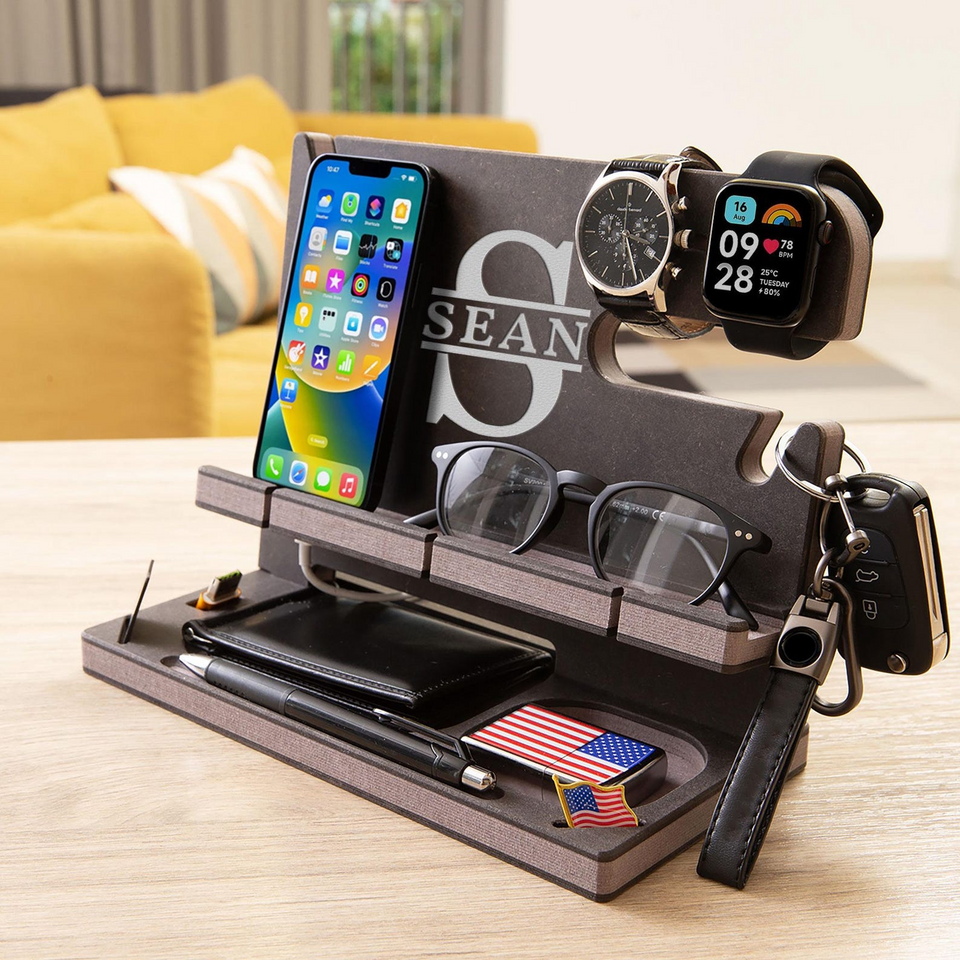 Personalized Wooden Docking Station Gift for Men