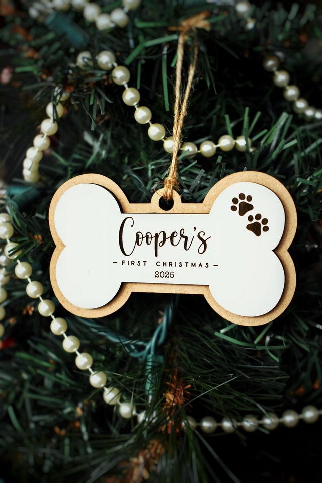 Personalized Dog Bone Christmas Ornament for Pets
