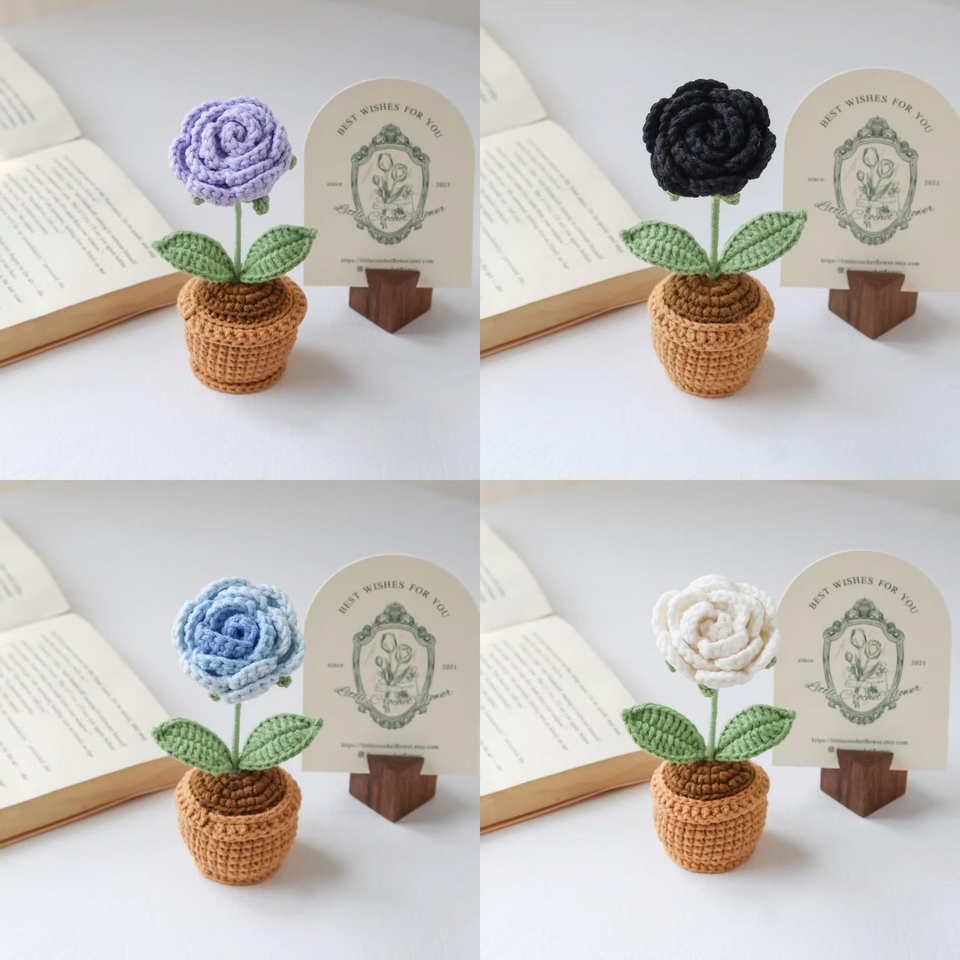 Handmade Crochet Flower in Pot Personalized Gift