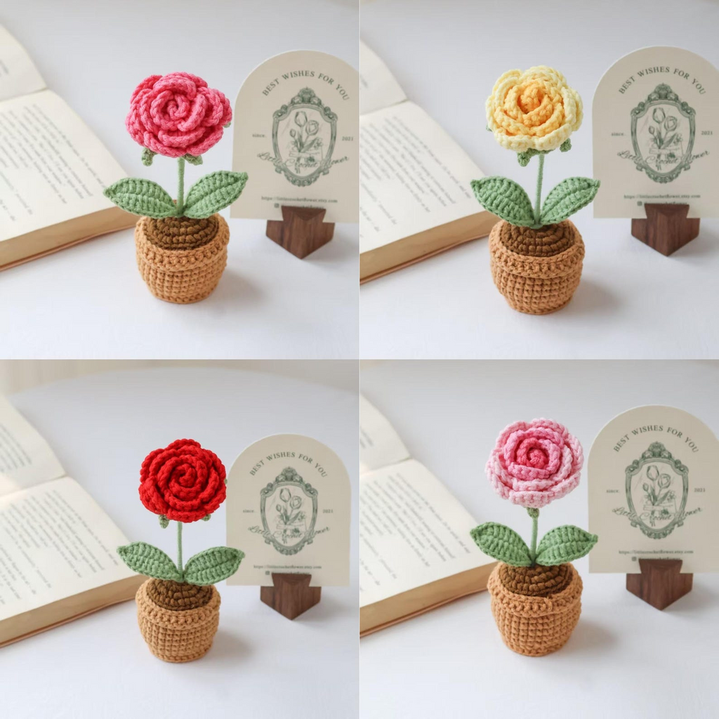 Handmade Crochet Flower in Pot Personalized Gift