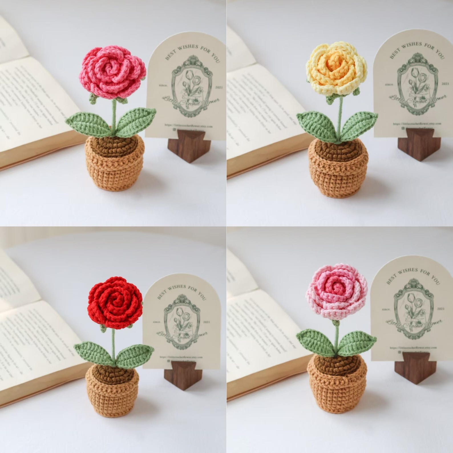 Handmade Crochet Flower in Pot Personalized Gift
