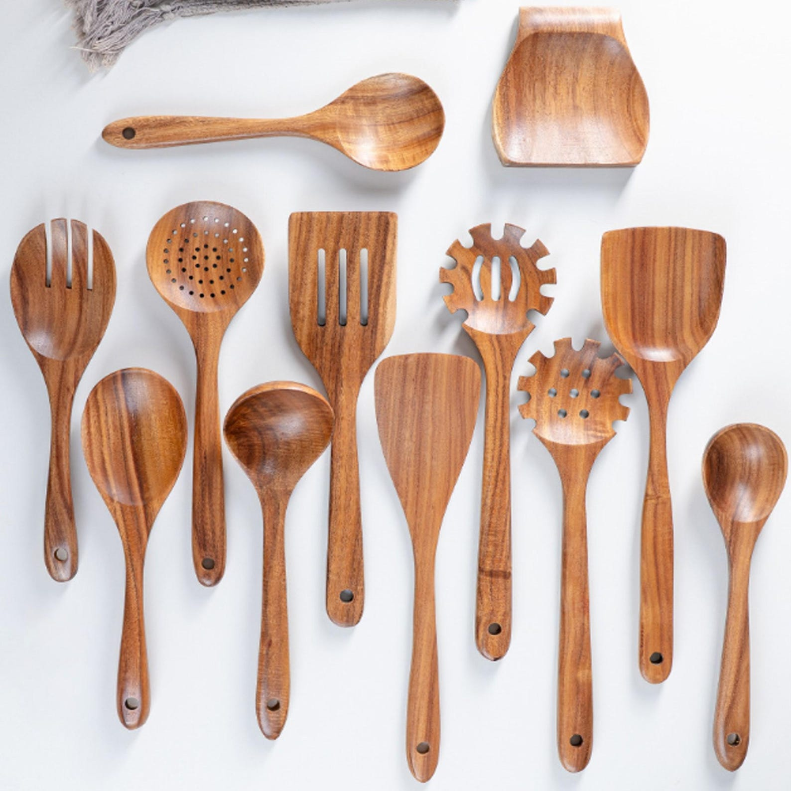 Engraved Wooden Kitchen Utensil Set Personalized Cooking Tools