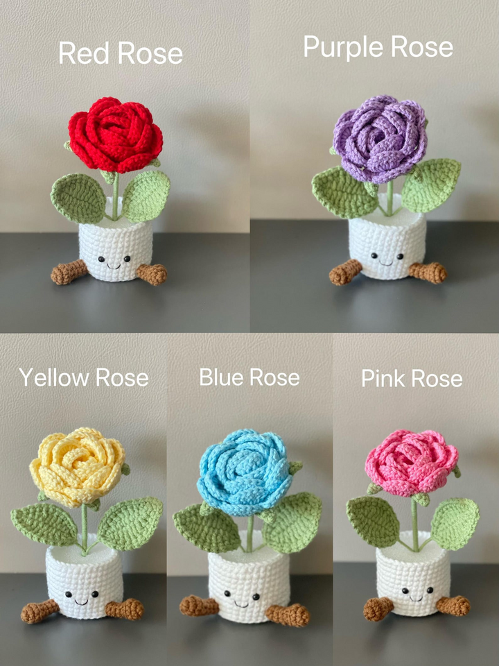 Handmade Crochet Tulip Flower Pot Gift for Her