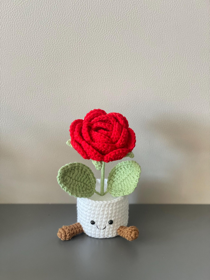 Handmade Crochet Tulip Flower Pot Gift for Her