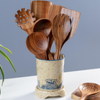 Engraved Wooden Kitchen Utensil Set Personalized Cooking Tools