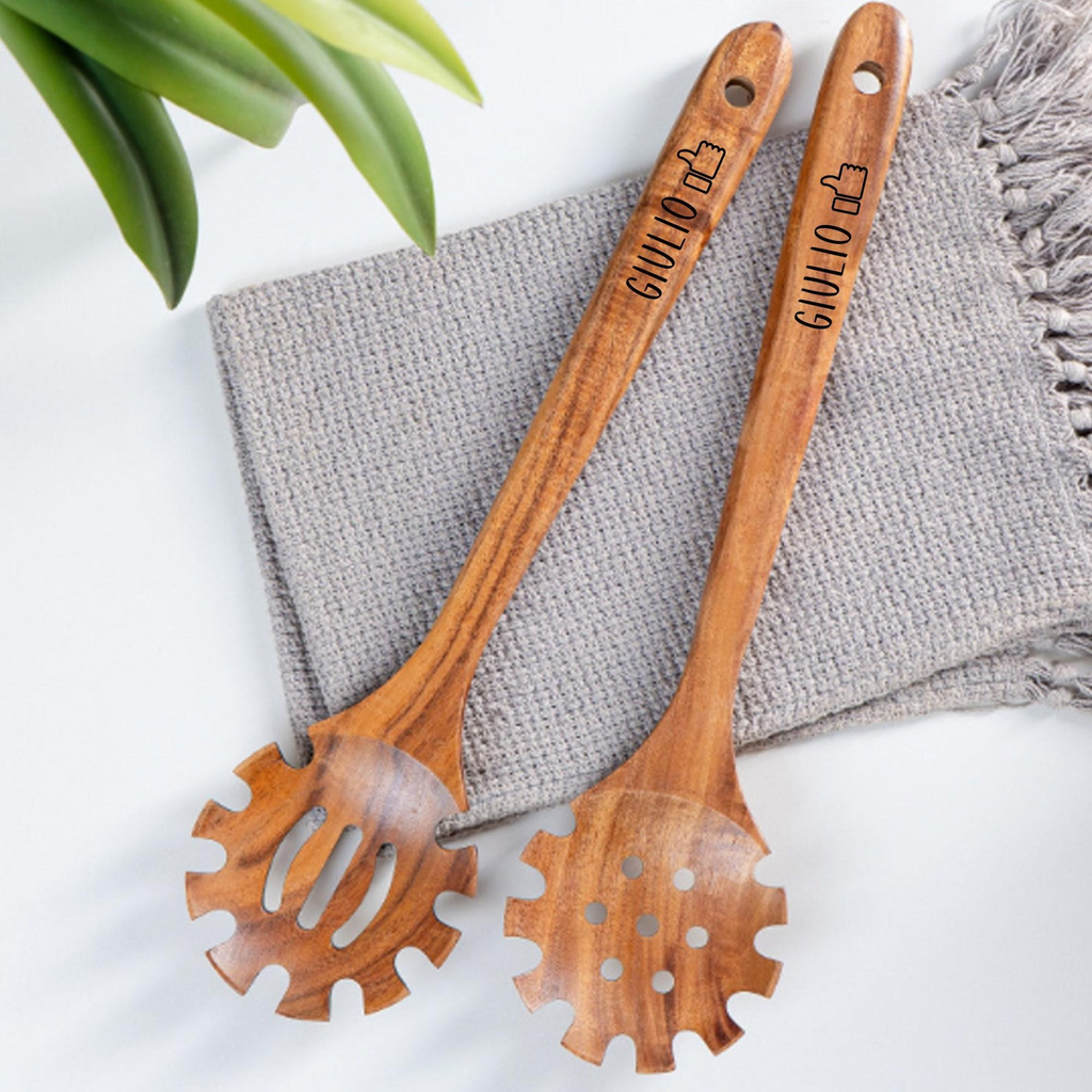 Engraved Wooden Kitchen Utensil Set Personalized Cooking Tools