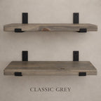 Set of 2 Rustic Floating Shelves with Industrial Brackets
