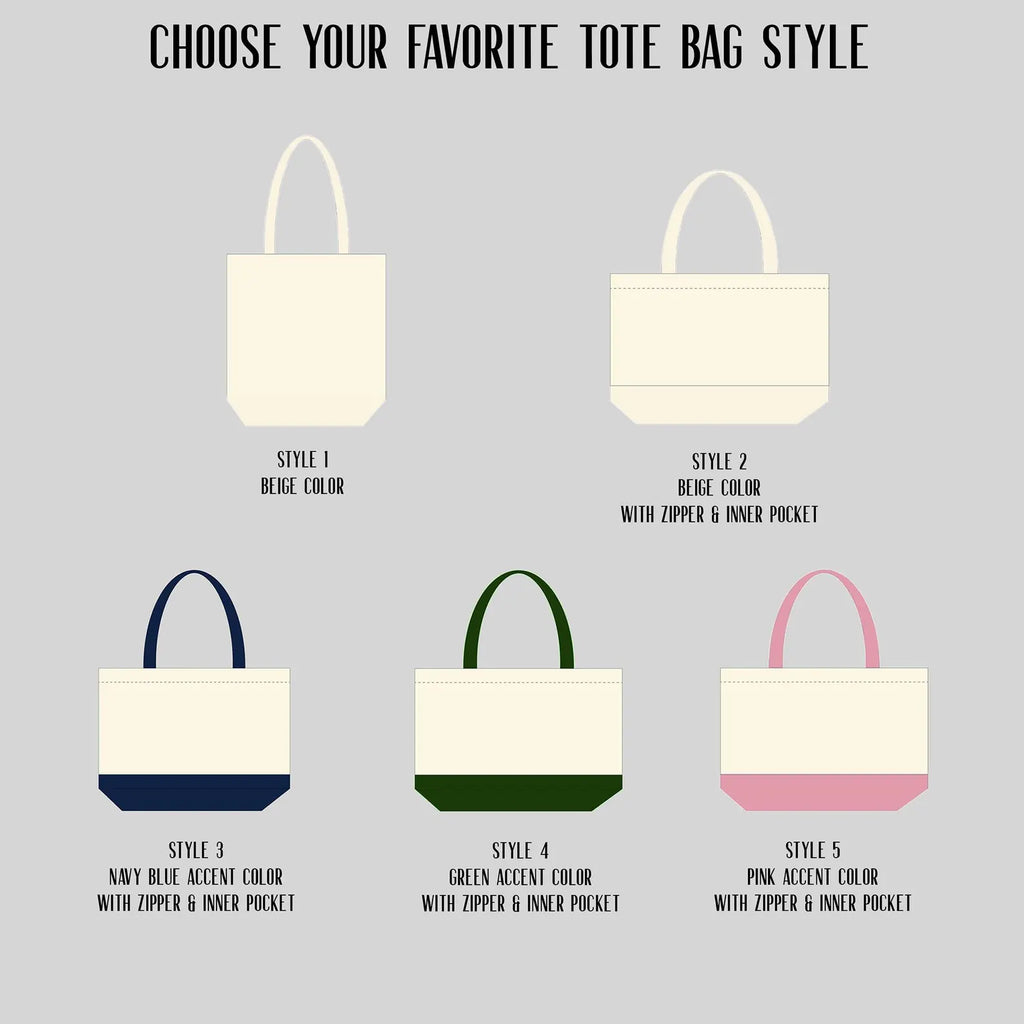 Birth Month Flower Canvas Tote Bag with Custom Name