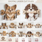 Dog Breed Key Holder Laser Cut Wooden Wall Organizer Bundle