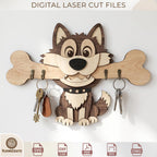 Dog Breed Key Holder Laser Cut Wooden Wall Organizer Bundle